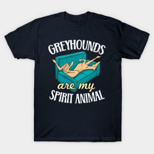 Greyhounds Are My Spirit Animal - Funny Tan Greyhound Owner T-Shirt